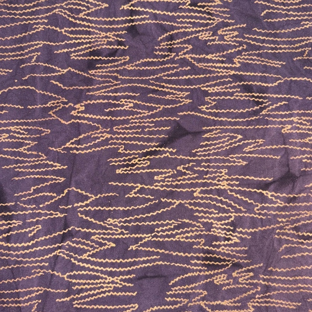 3 yards of purple cotton batik quilting fabric w/ metallic gold zigzag pattern